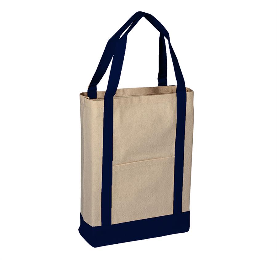 Two Tone Canvas Deluxe Tote - Navy