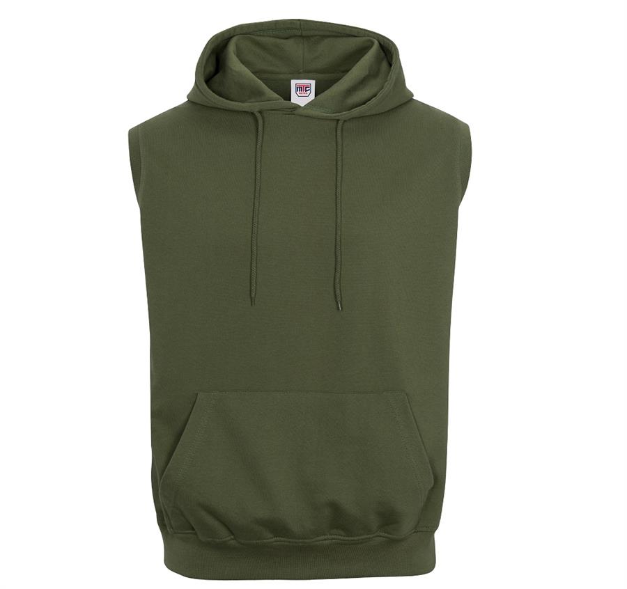 French Terry Sleeveless Hoodies - 8 oz - Olive
