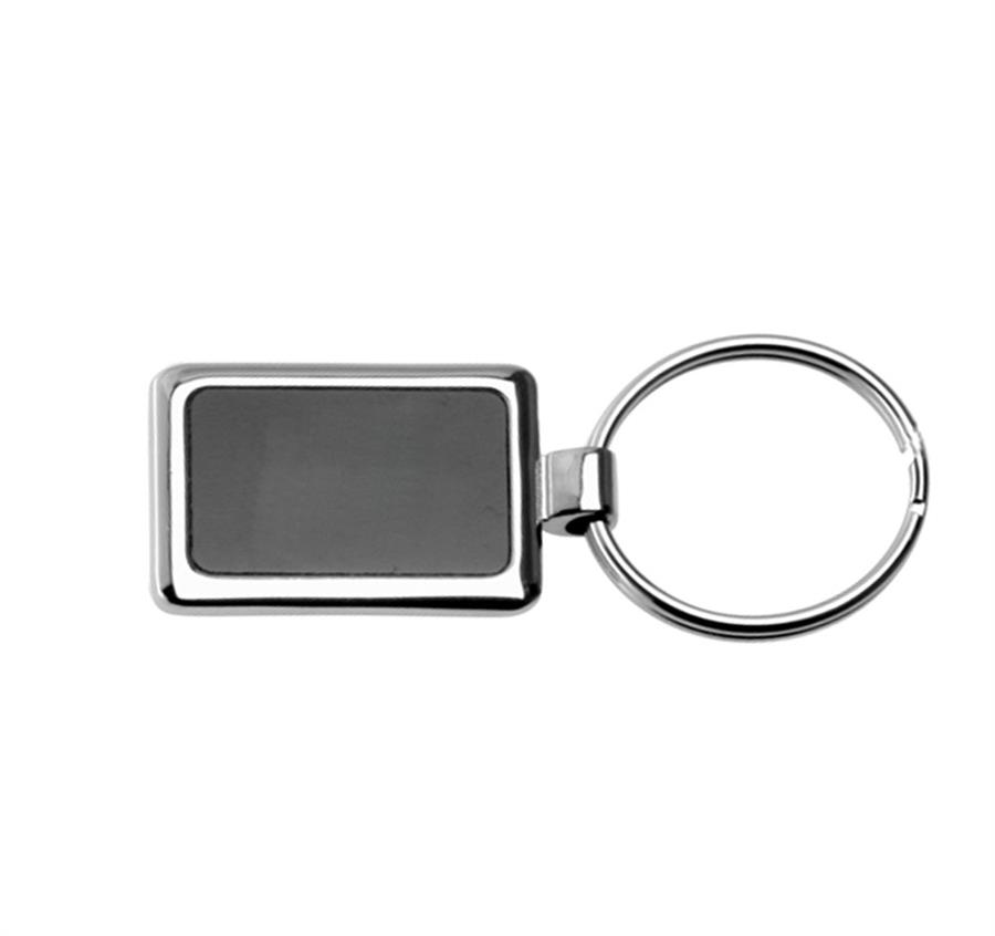 Square Black & Chrome Keychain