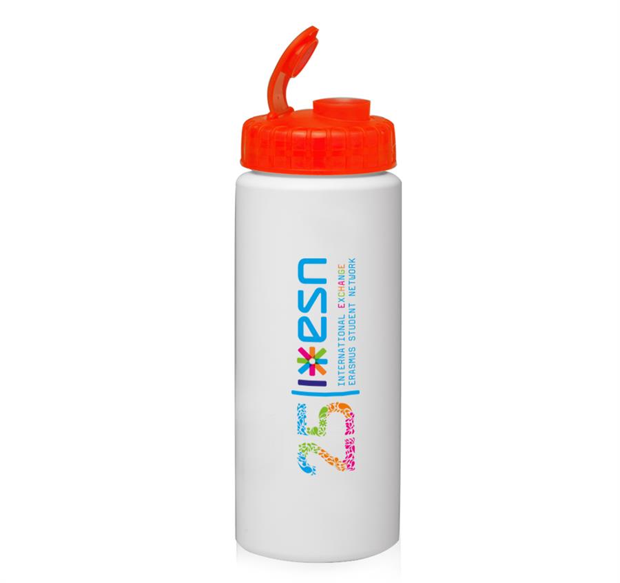 HDPE Plastic Water Bottles with Sipper Lids 32oz. - Orange