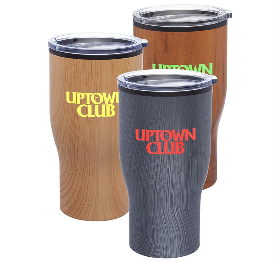 Challenger Travel Mugs with Wood Finish