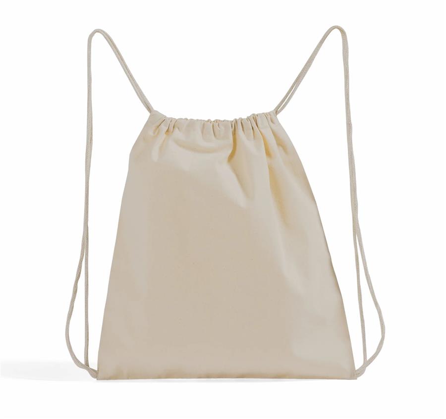 Small Canvas Drawstring Backpack - Natural