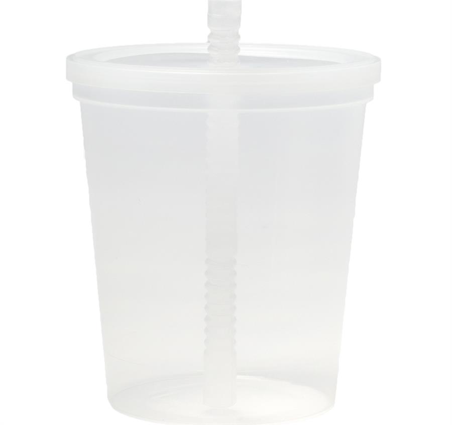 Plastic Stadium Cups with Lid and Straw. 16 oz - Clear