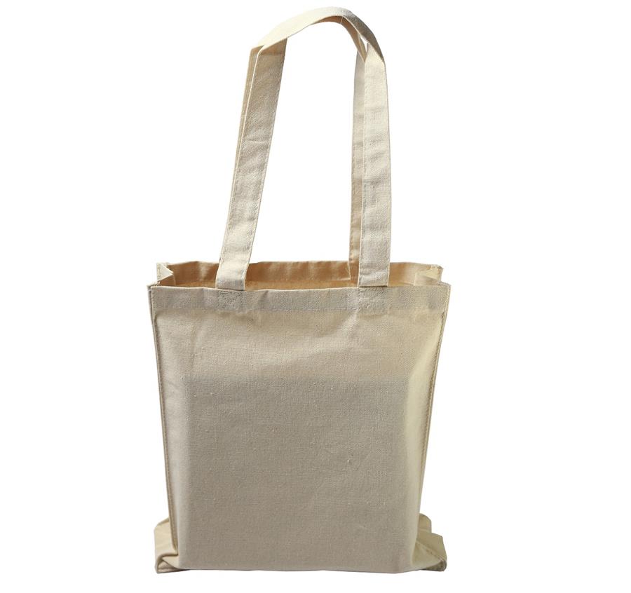 Canvas Book Bag with Gusset & Self-Fabric handles - Natural