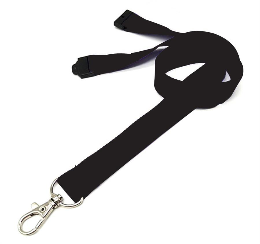 Polyester Lanyard with Safety Breakaway - Black
