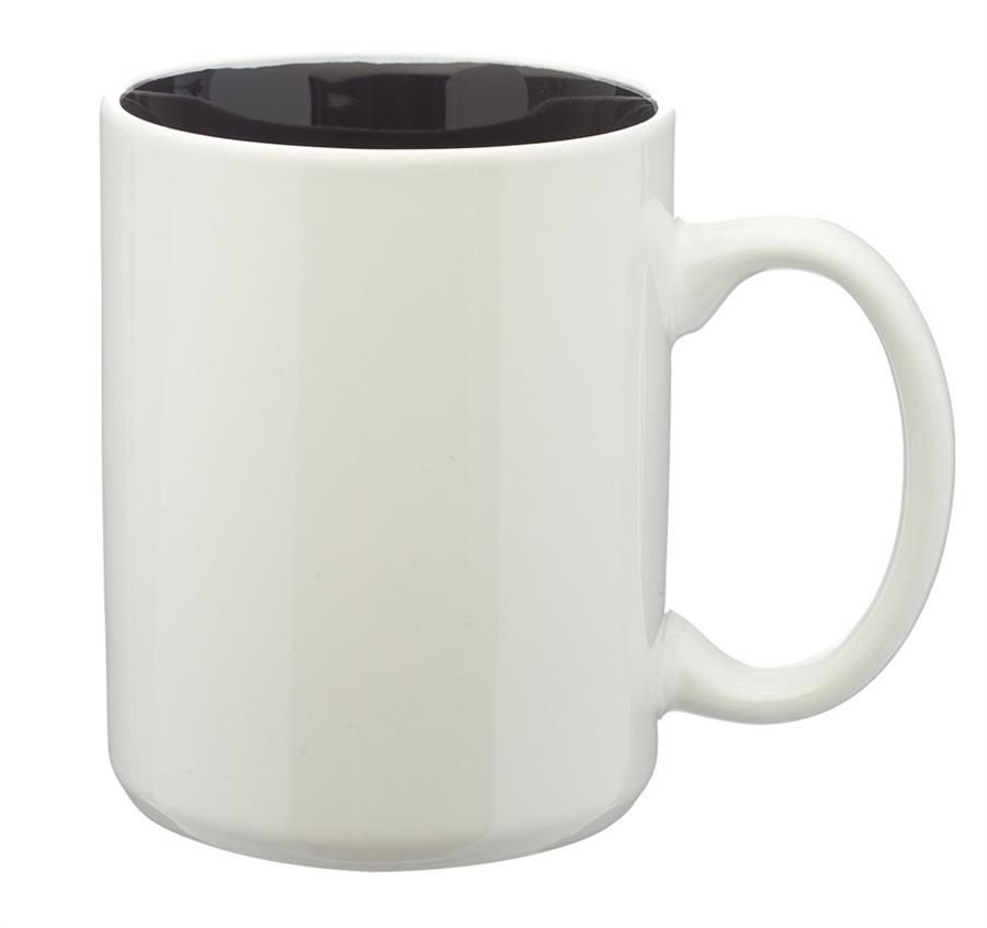 Glossy Two-Tone Personalized Ceramic Mugs 15 oz. - Black