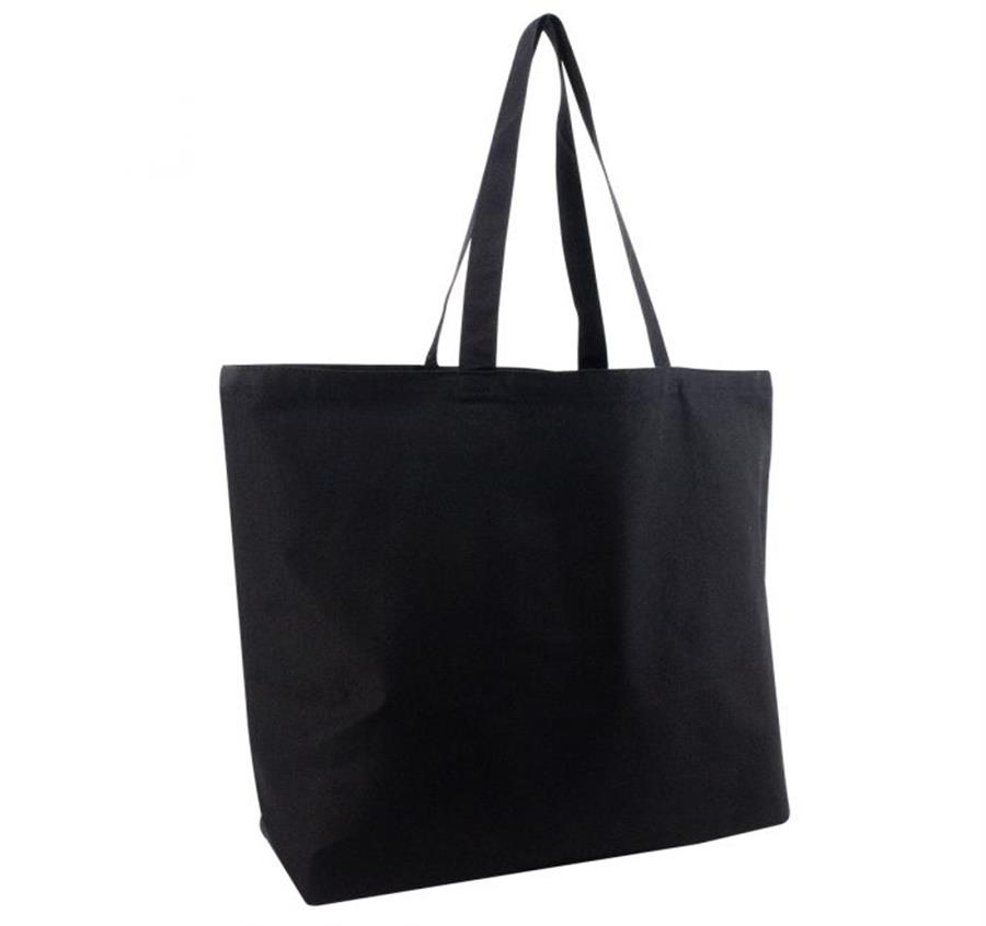 12oz Jumbo Cotton Gusseted Tote - Black