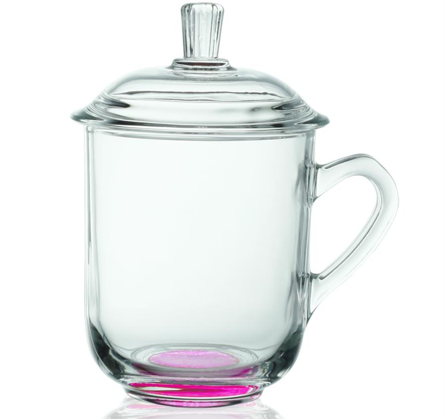 13 oz. Glass Tea Cups with Lids - Pink