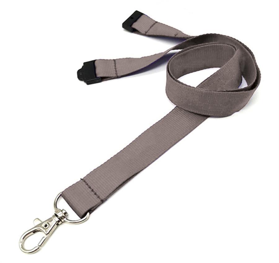 Polyester Lanyard with Safety Breakaway - Dark Grey