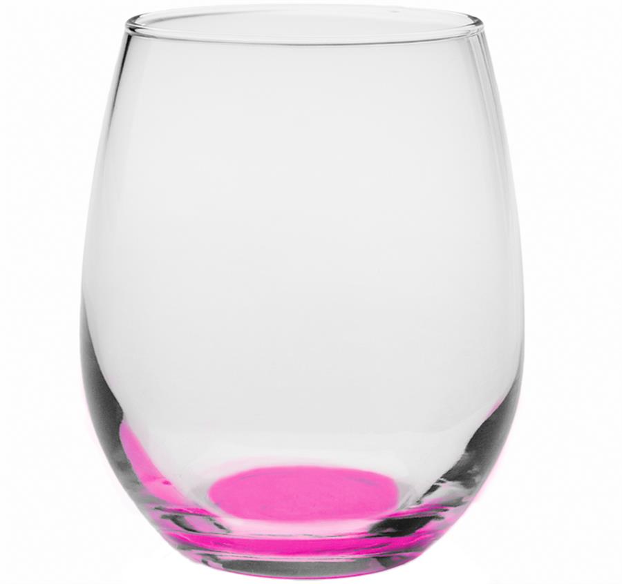 Stemless Wine Glasses - 9 oz - Pink