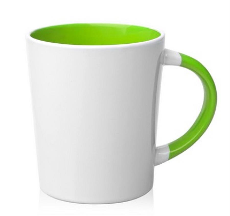 Two Tone Latte Personalized Mugs - 13 oz - Lime Green