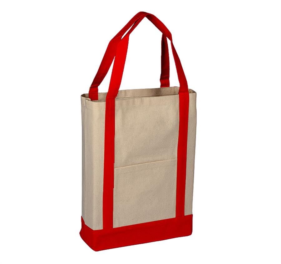 Two Tone Canvas Deluxe Tote - Red