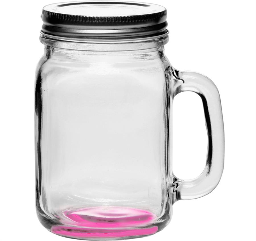Libbey Handle Mason Jars with Lids - Pink
