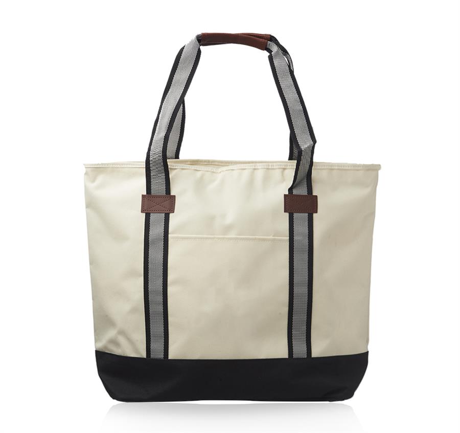 Large Sea Coast Polyester Tote Bags - Black