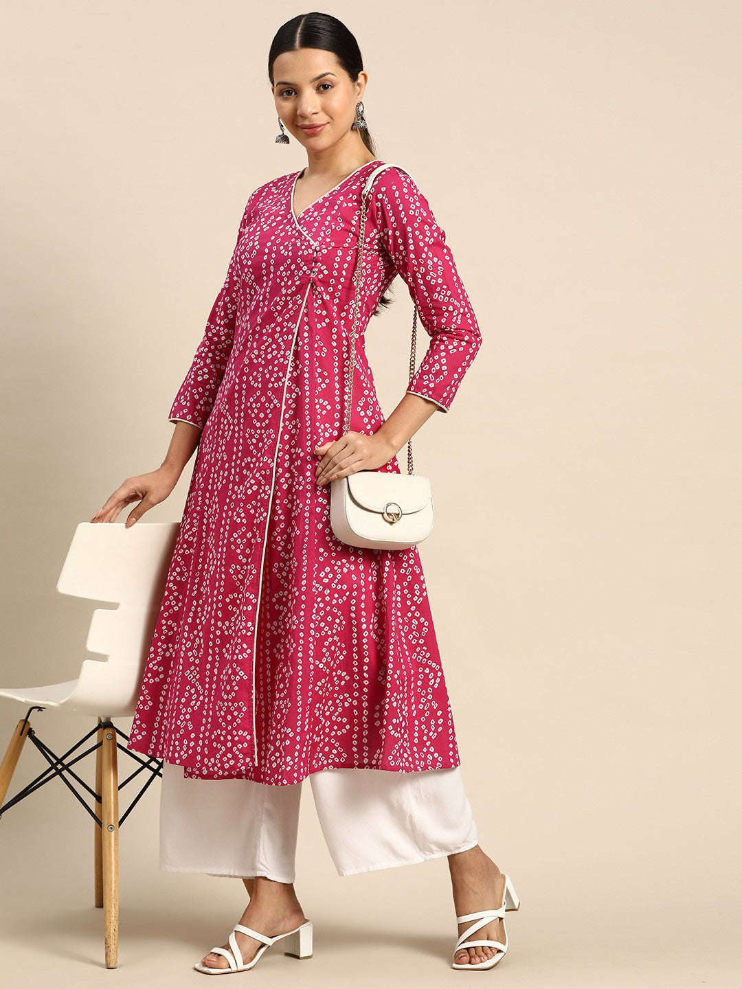 Bandhani Printed Kurta - Pink