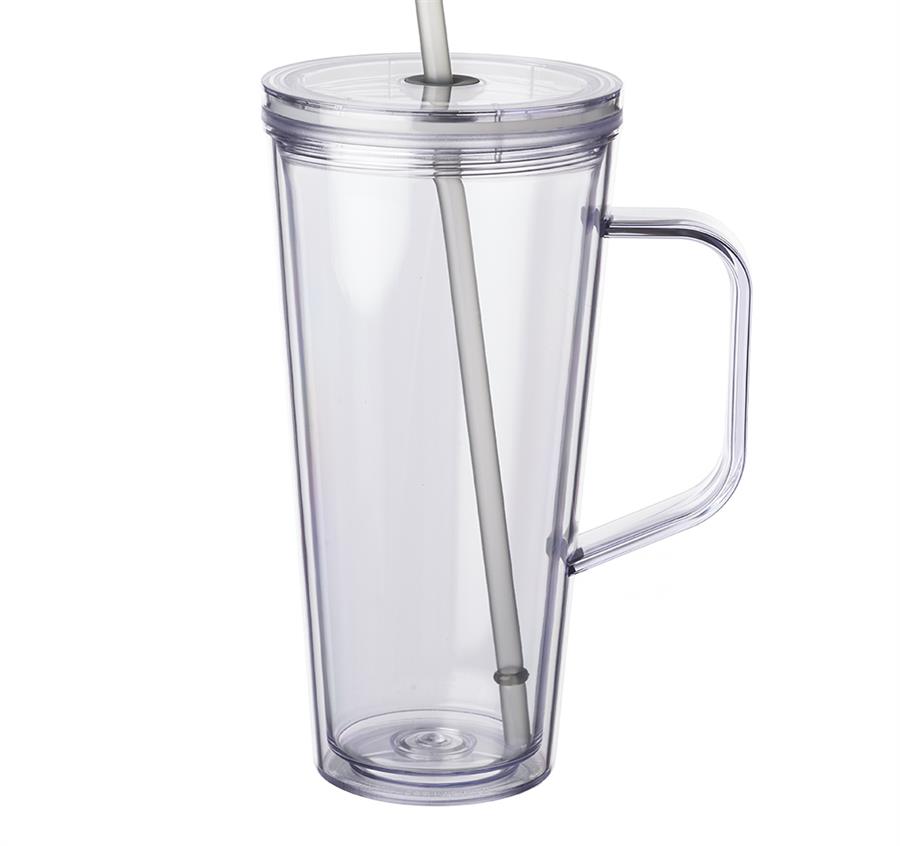 24 oz. Plastic Tumbler with Handle - Grey