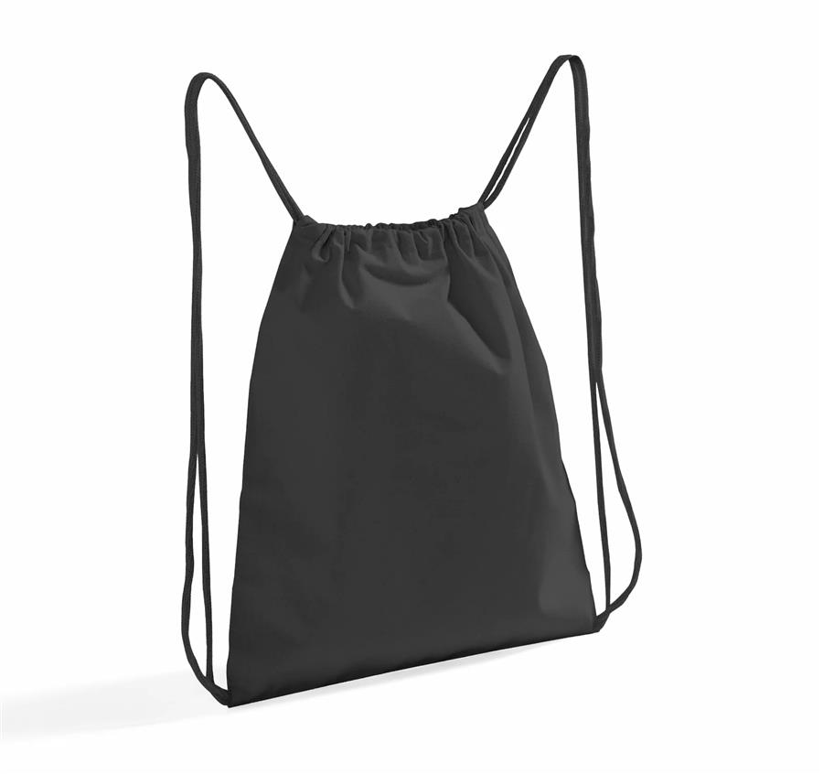Small Canvas Drawstring Backpack - Black