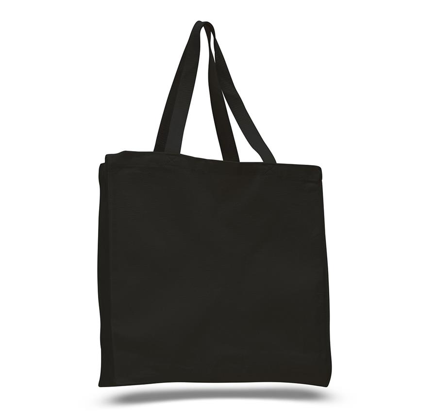 Cotton Canvas Gusset Tote - Black