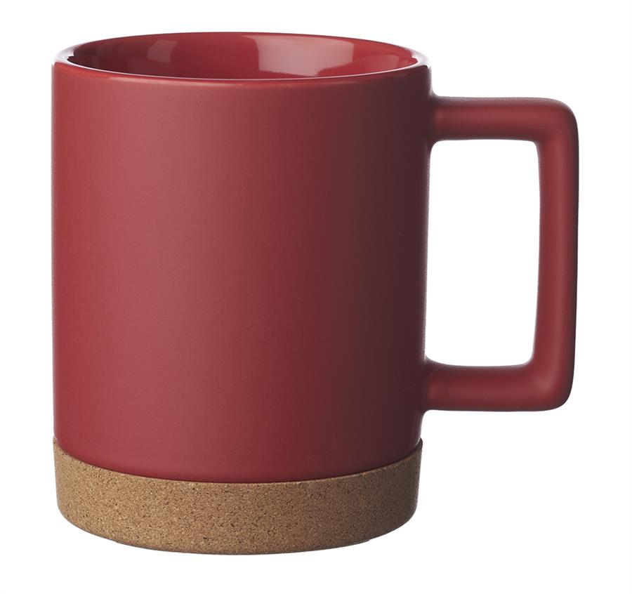 Caldwell 15 oz. Cork Base Ceramic Mugs - Red