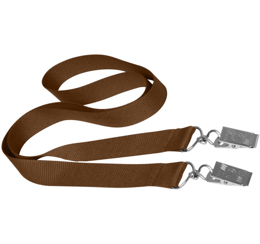 Double Ended Polyester Lanyard - Brown