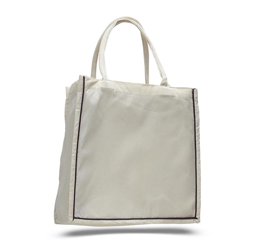 Fancy Shopper with Color Stripe Bag - Chocolate