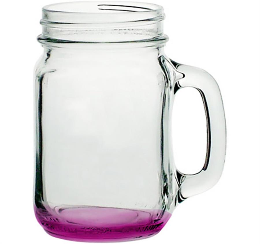 Mason Jars with Handles - 16 oz - Pink