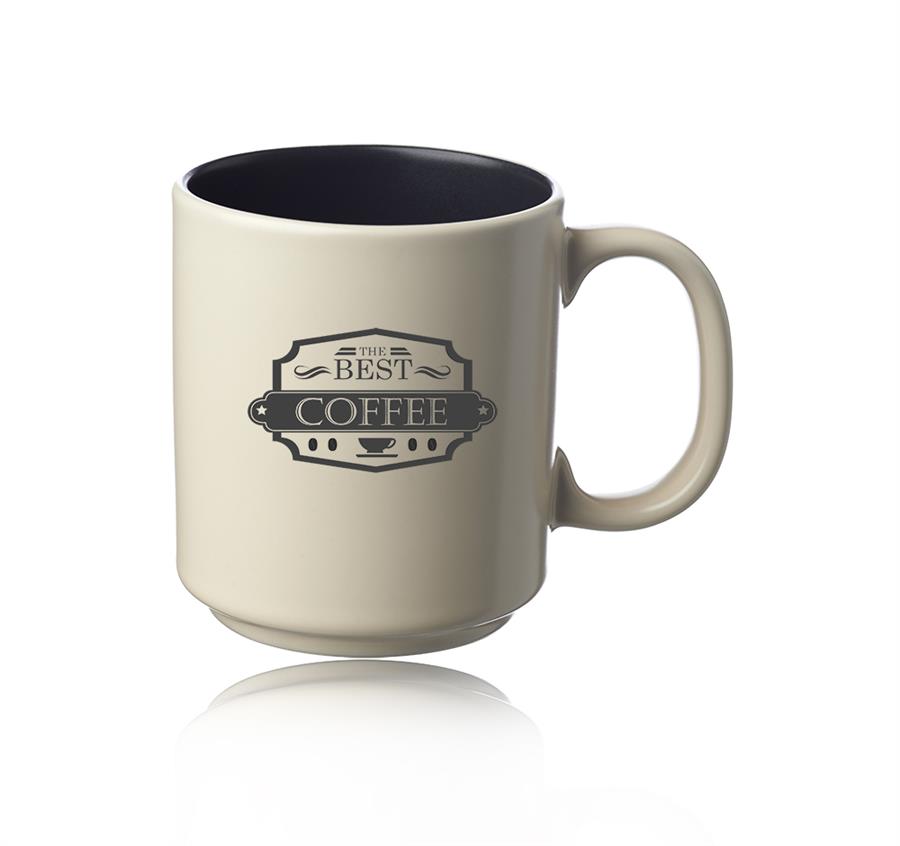 Santos Matte Two Tone Coffee Mugs 13oz. - Black