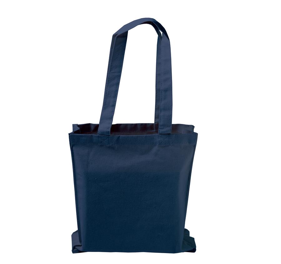 Canvas Book Bag with Gusset & Self-Fabric handles - Navy