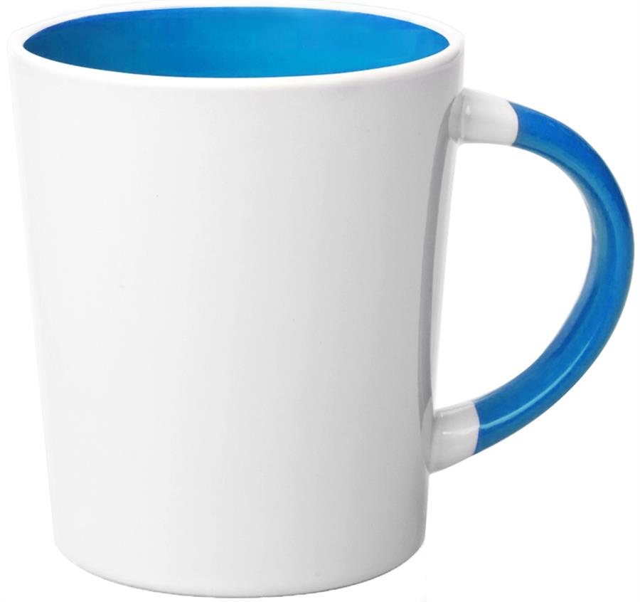 Two Tone Latte Personalized Mugs - 13 oz - Process Blue