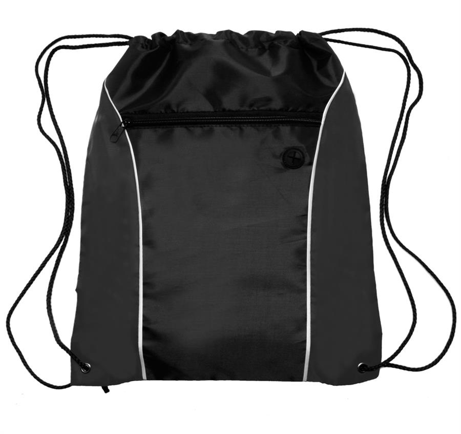 Side Color Drawstring Backpack - Black