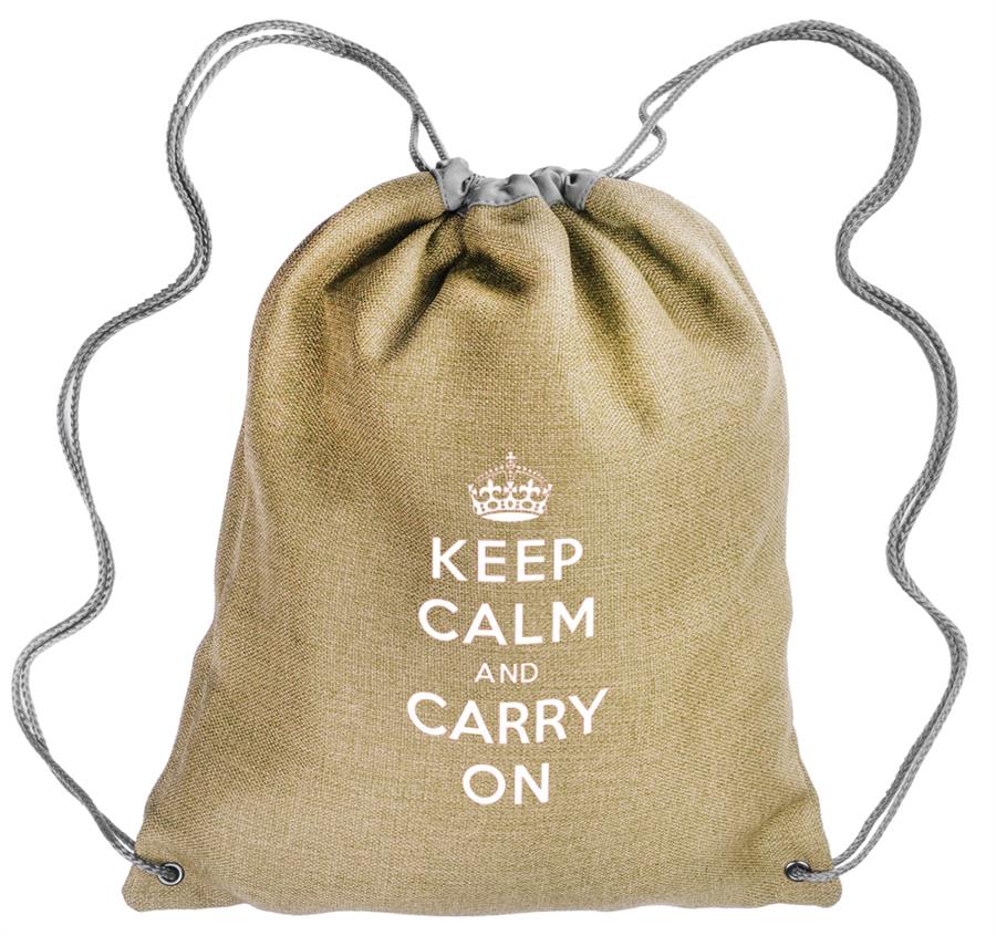 Linen Drawstring Backpack - Beige