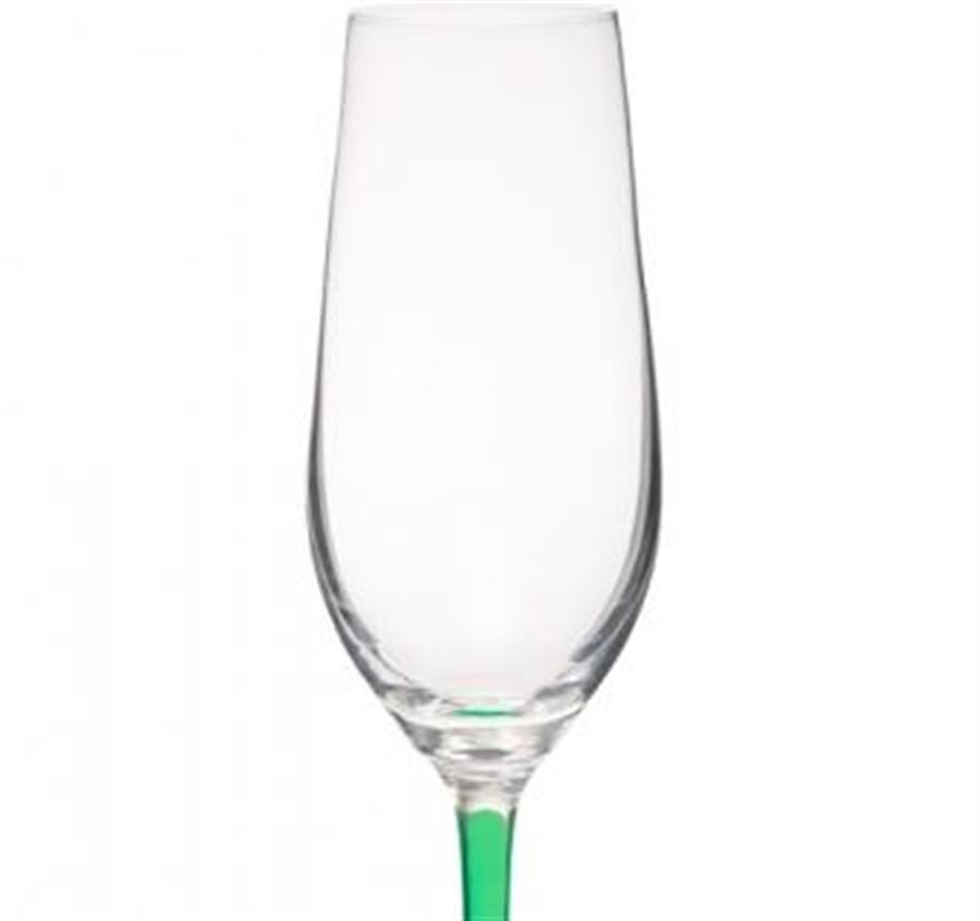 Lead Free Crystal Champagne Glasses - Green
