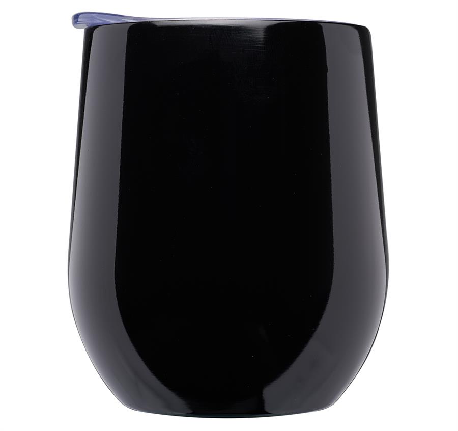 Stemless Wine Glass with Lid - 11 oz - Black