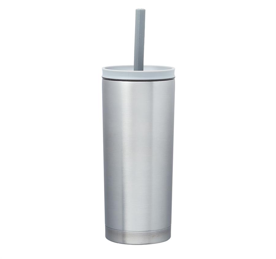 Winslow Stainless Steel Mug with Straw - Grey