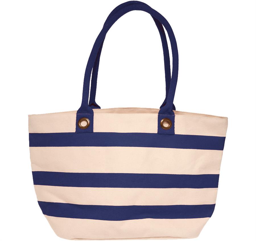 Striped Cotton Canvas Tote Bag