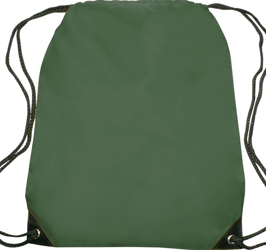 Black Trim Drawstring Bags - Forest Green