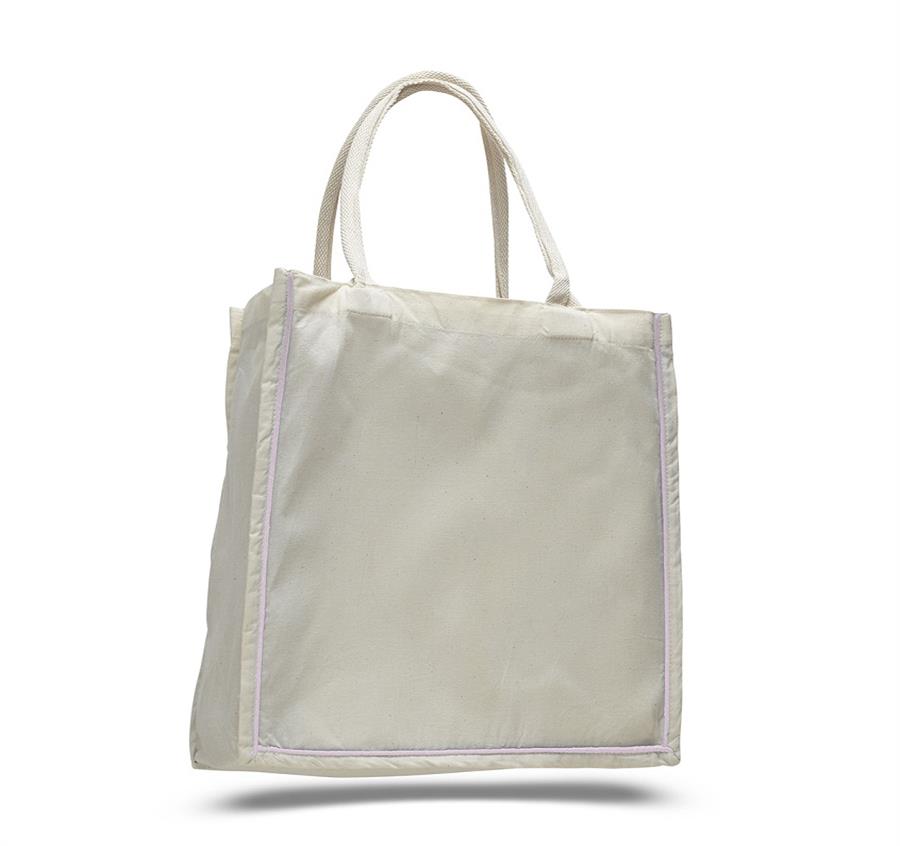 Fancy Shopper with Color Stripe Bag - Light Pink