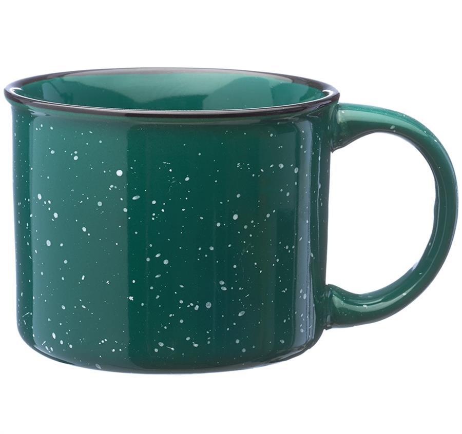 Ceramic Campfire Coffee Mugs - 13 oz - Green