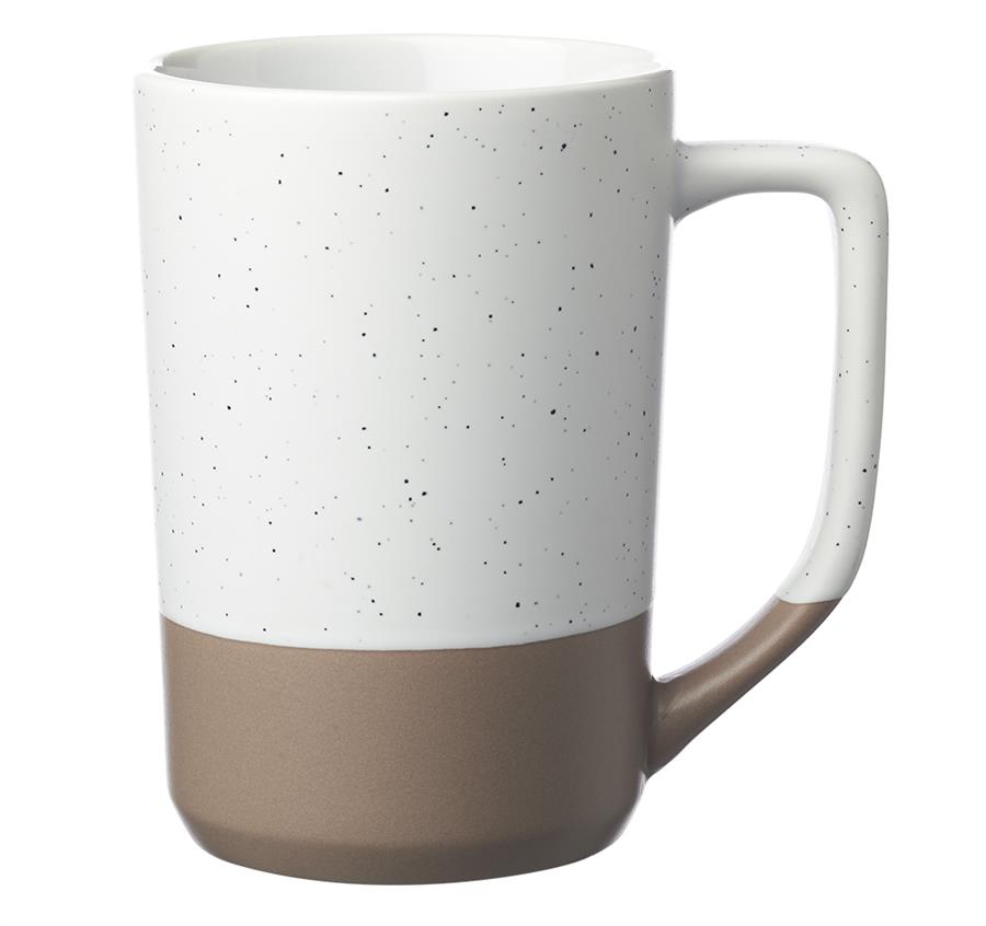 Speckle Glazed Two Tone Ceramic Mugs 17 oz. - WHITE