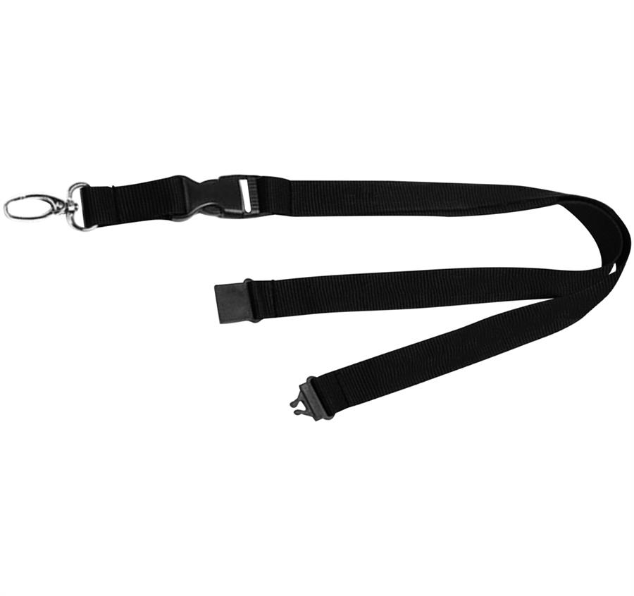 Lanyard with Buckle Release and Safety - Black