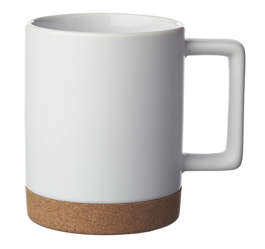 Caldwell 15 oz. Cork Base Ceramic Mugs - White