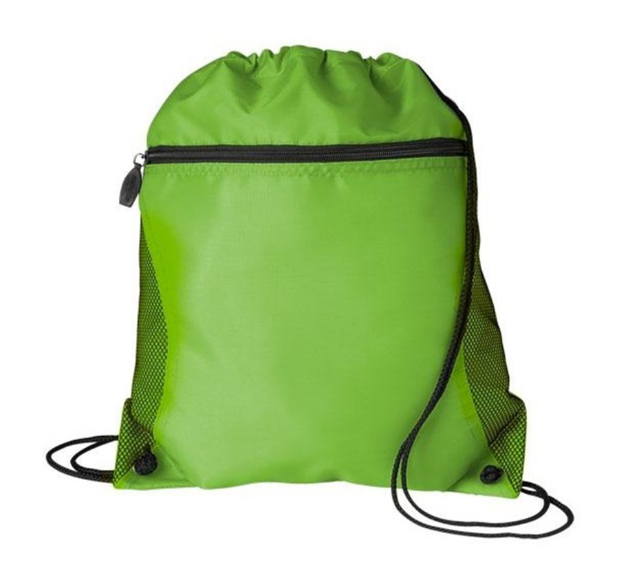 Mesh Pocket Drawstring Backpack - Lime