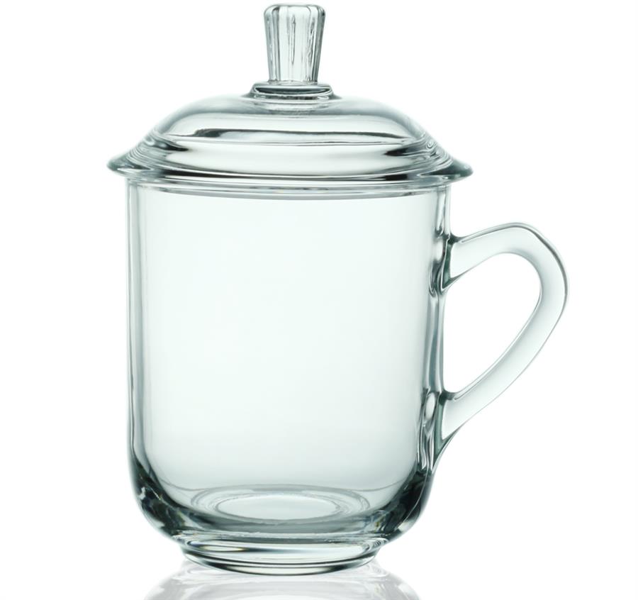 13 oz. Glass Tea Cups with Lids - Clear