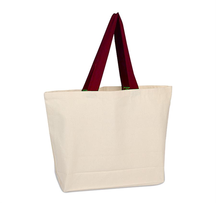 Beach Bag with Colored Handles - Red