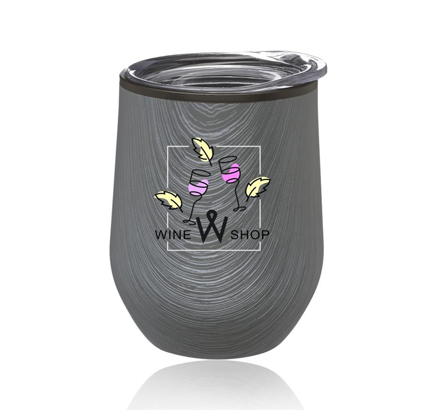 Palmera Stemless Wine Glasses with Lid 12 oz. - Rustic Grey