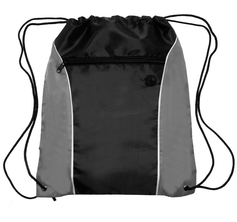 Side Color Drawstring Backpack - Grey