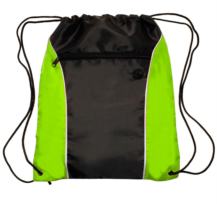 Side Color Drawstring Backpack - Lime Green