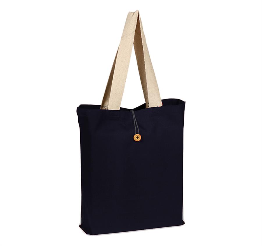Colored Button-Up Tote - Navy