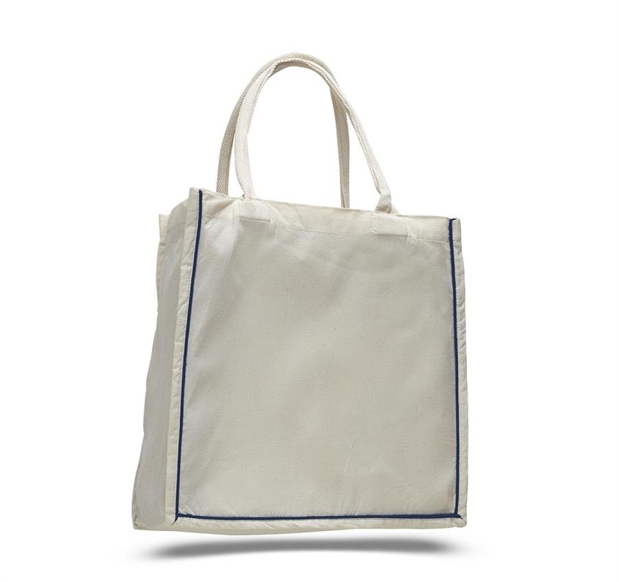 Fancy Shopper with Color Stripe Bag - Navy