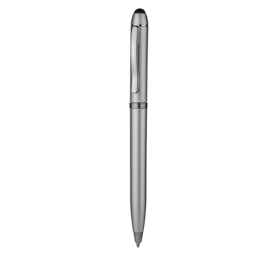 Twist Action Plastic Stylus Pens - Silver